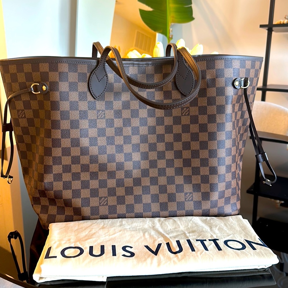 Louis Vuitton Damier Ebene Neverfull GM Tote Shoulder Handbag